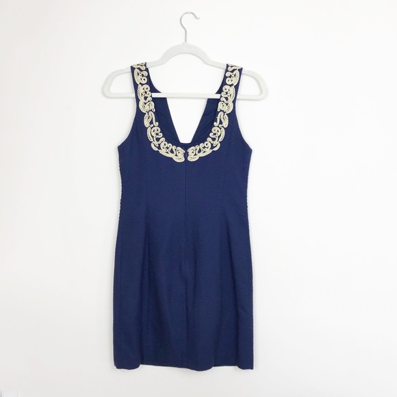 Lilly Pulitzer | Dresses | Lilly Pulitzer Suzette Shift Dress Navy Gold Euc 4 | Poshmark